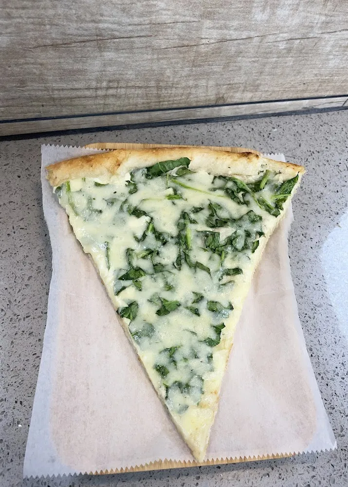 White Pizza Slice with Spinach